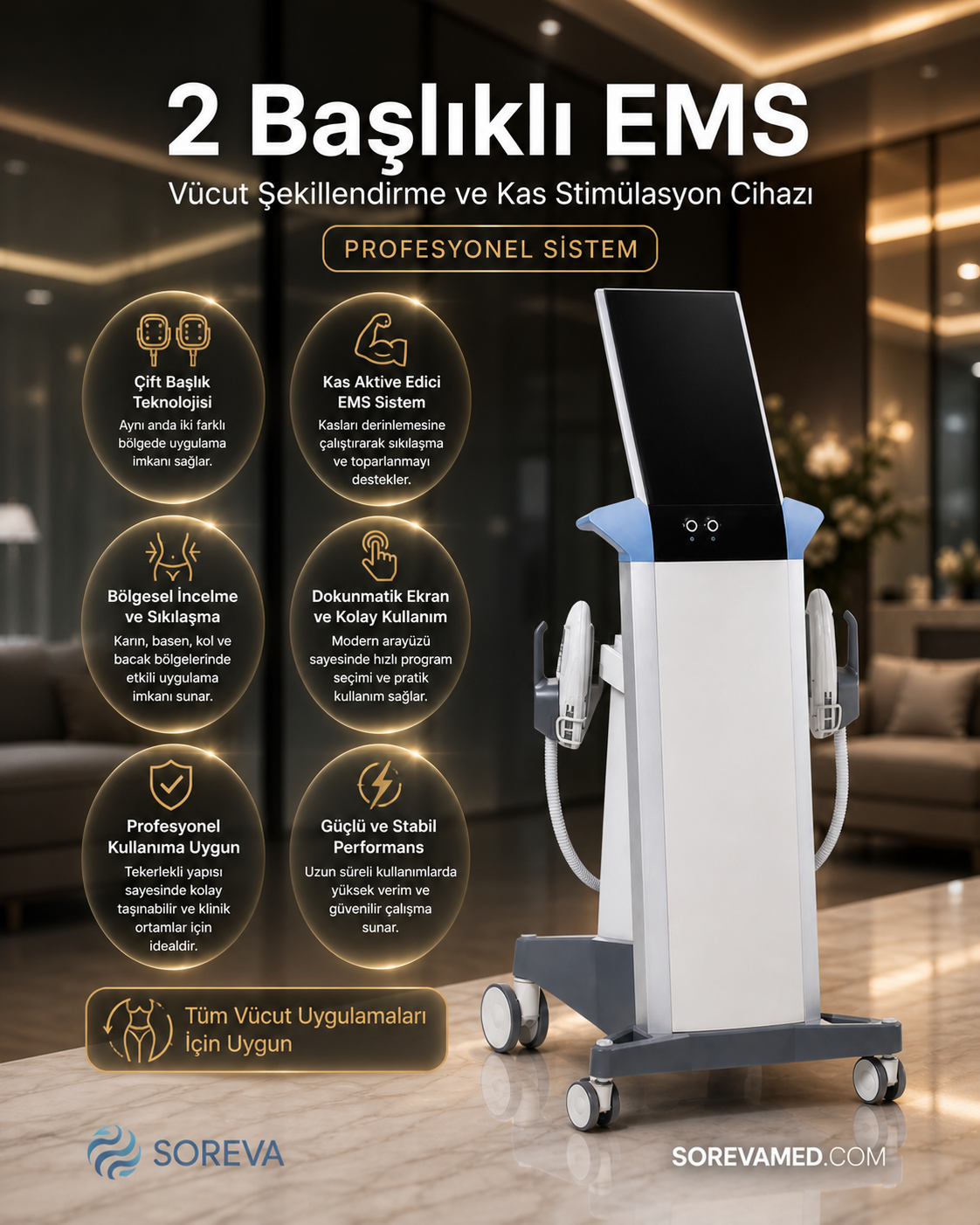 EMS Slim Pro 2 Başlıklı Vücut Şekillendirme Cihazı